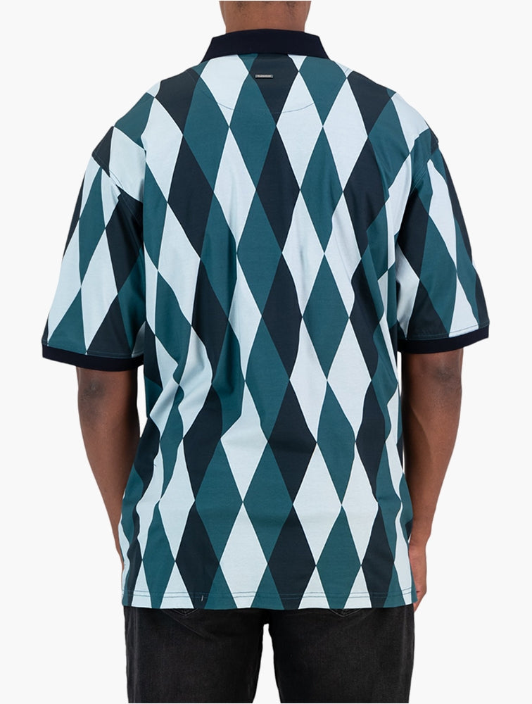 Polo Mens Tonal Argyle Printed Golfer In Petrol