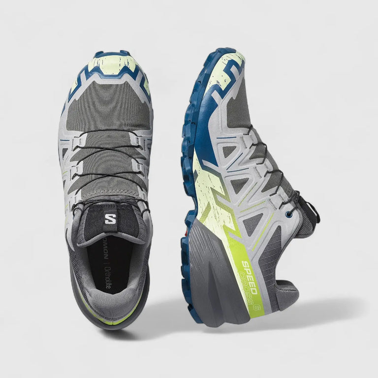 Salomon Mens Speedcross 6 Shoes In Castlerock/Lime Cream/Poseidon