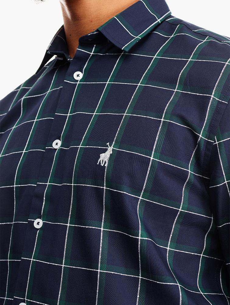 Polo Mens Long Sleeve Bold Textured Shirt In Navy