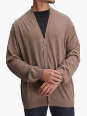 Polo Mens Plain Cardigan In Chocolate