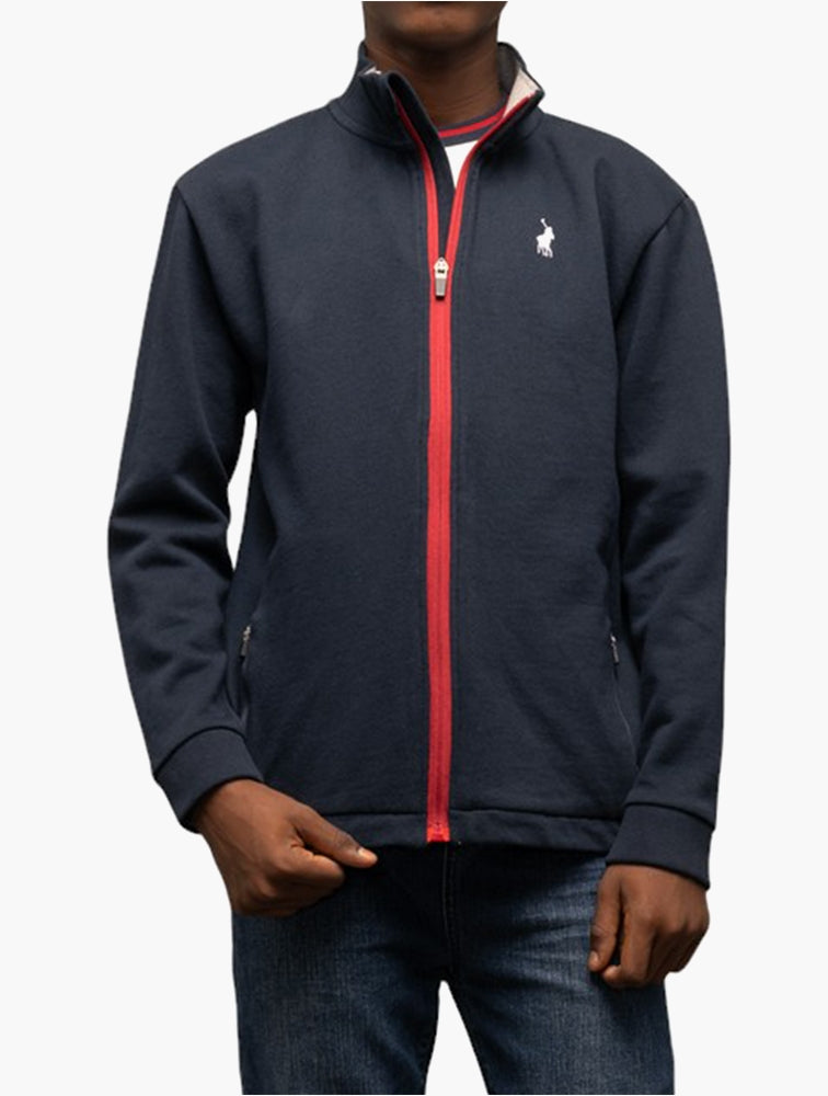 Polo Boys Riley Zip Thru High Neck Sweater In Navy