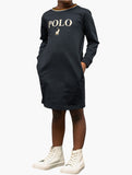 Polo Girls Emily Long Sleeve Printed Dress In Black