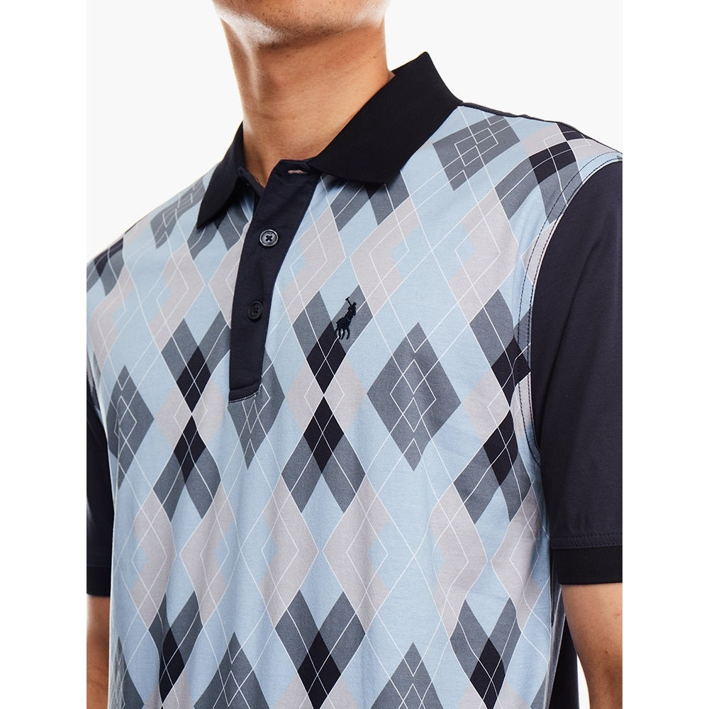 Polo Mens Dm Argyle Print Golfer In Blue
