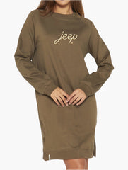 Jeep Womens Longer Length Crew Dress In Olive