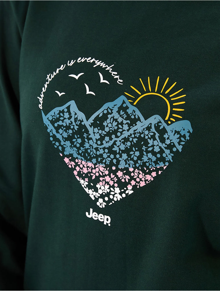 Jeep Ladies Crewneck Fleece Sweatshirt In Green