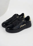 Sissy boy Ladies Basic Patent Sneakers In Black & Gold