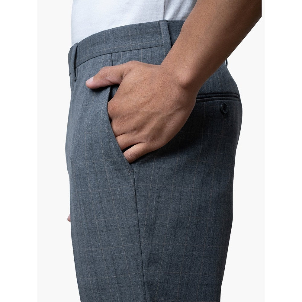 Polo Mens Custom Fit Check Trousers In Grey