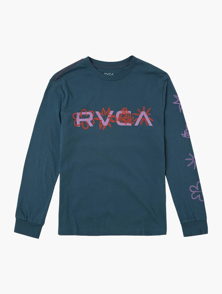 RVCA Kids Big Bloom Long Sleeve T-Shirt In Dust Blue