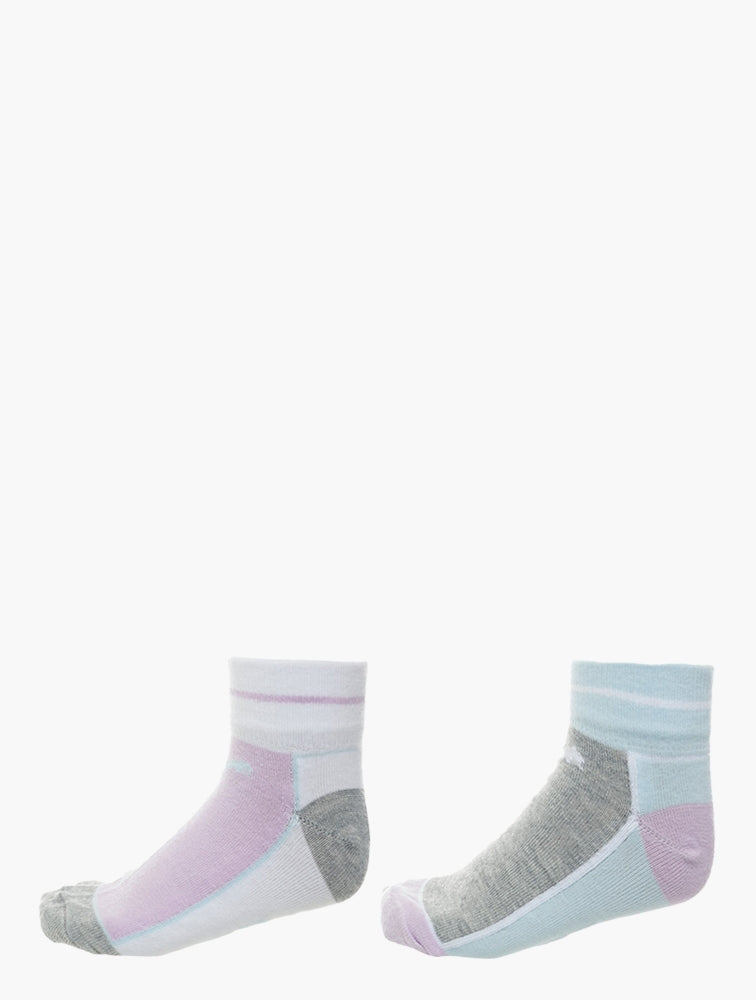 Puma 68309601 Kids 2Pk Ankle Socks Lt Grey/Purple
