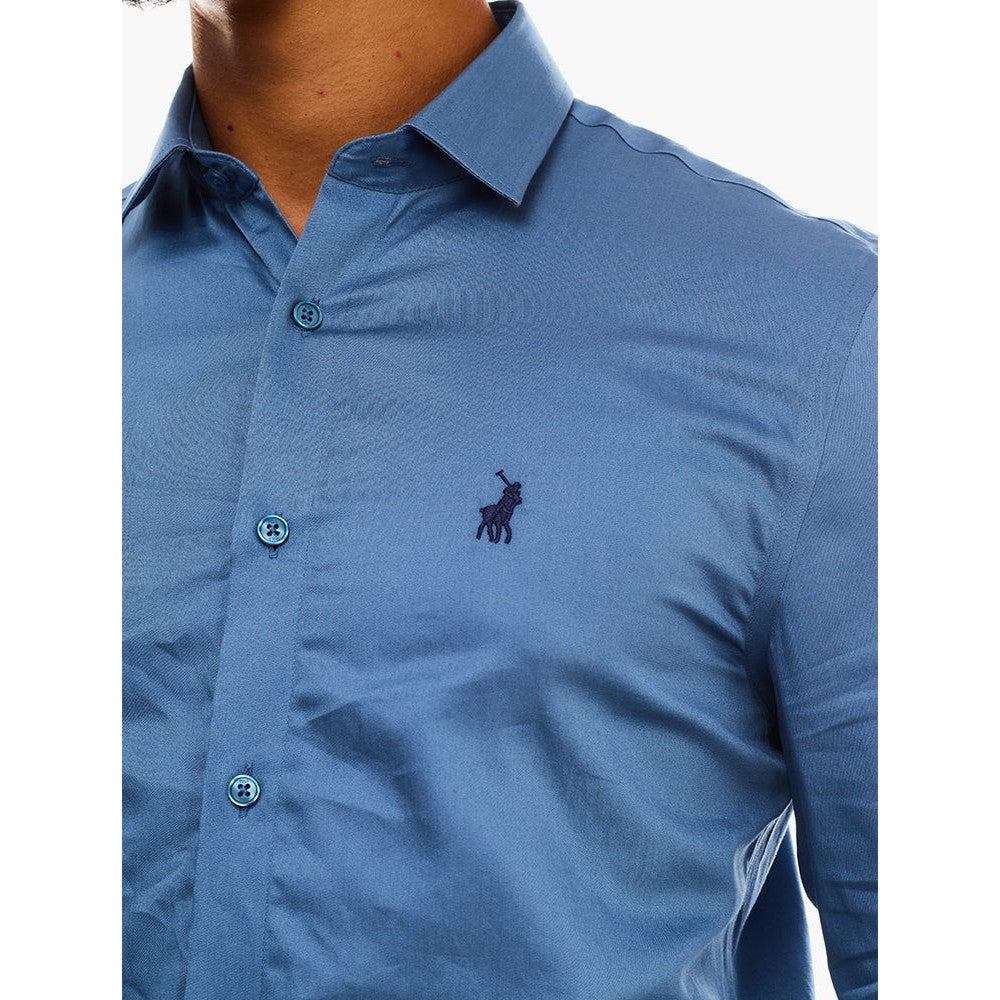 Polo Mens Essential Sateen Shirt In Denim Blue