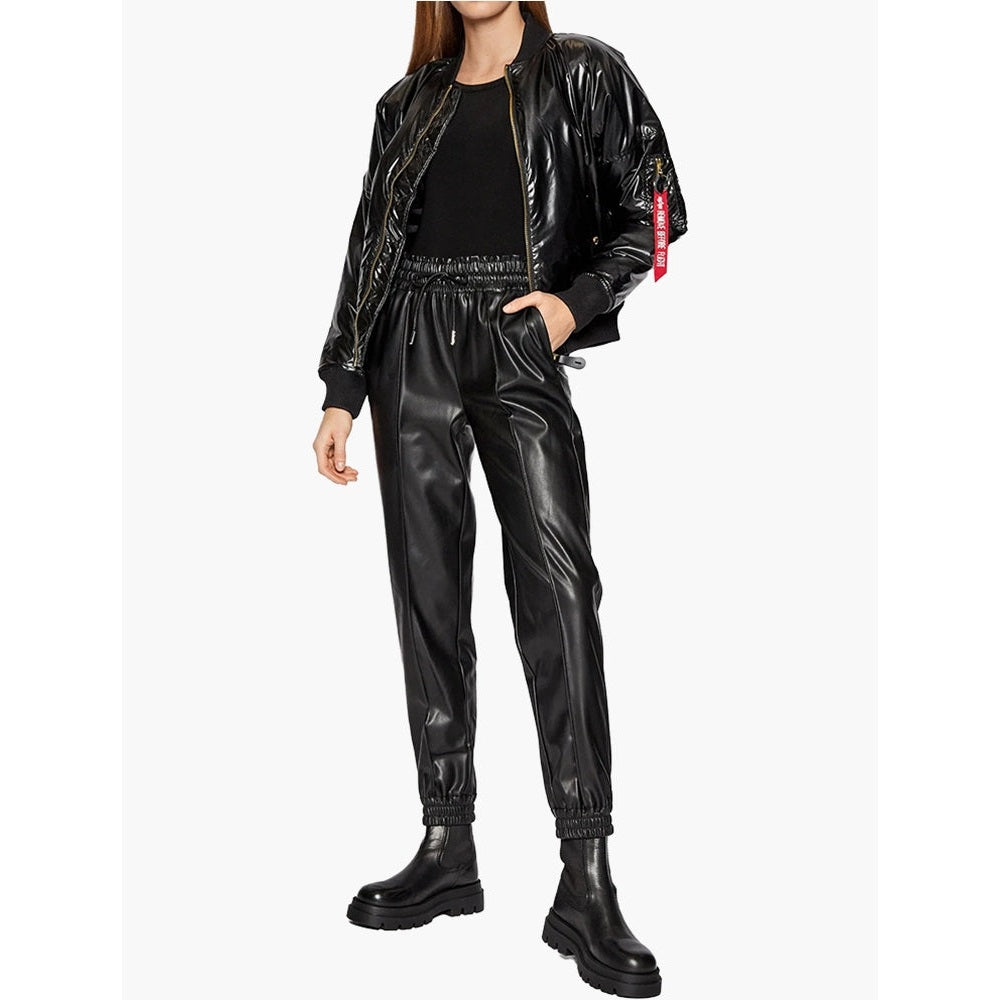Alpha Industries Womens Puffer Jacket In Metallic Black