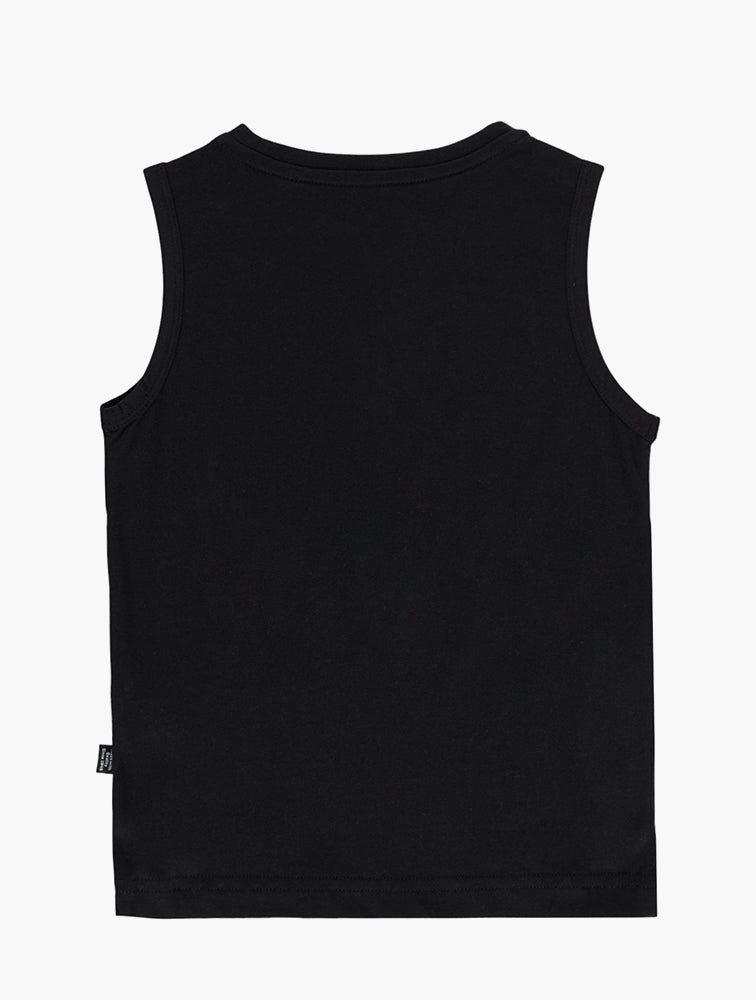 Puma Boys Logo Tank Top In Black & Orange