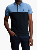 Polo Mens Colourblock Short Sleeve Golfer Black And Blue