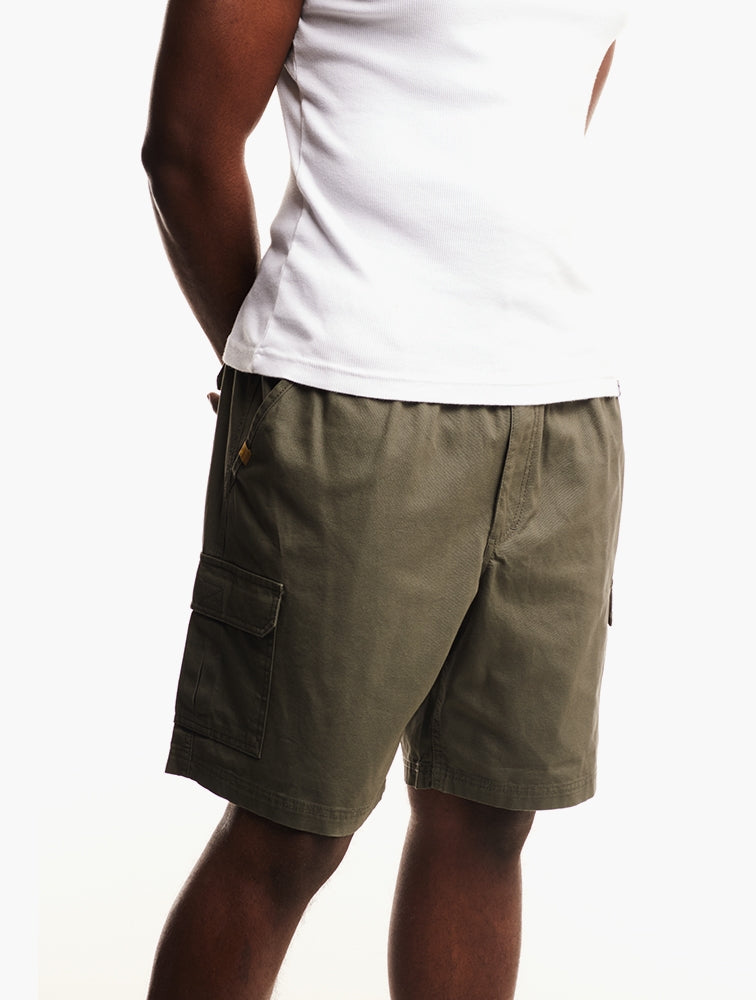 Jeep Mens Hurricane Elasticated Cargo Shorts In Olive