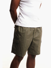 Jeep Mens Hurricane Elasticated Cargo Shorts In Olive