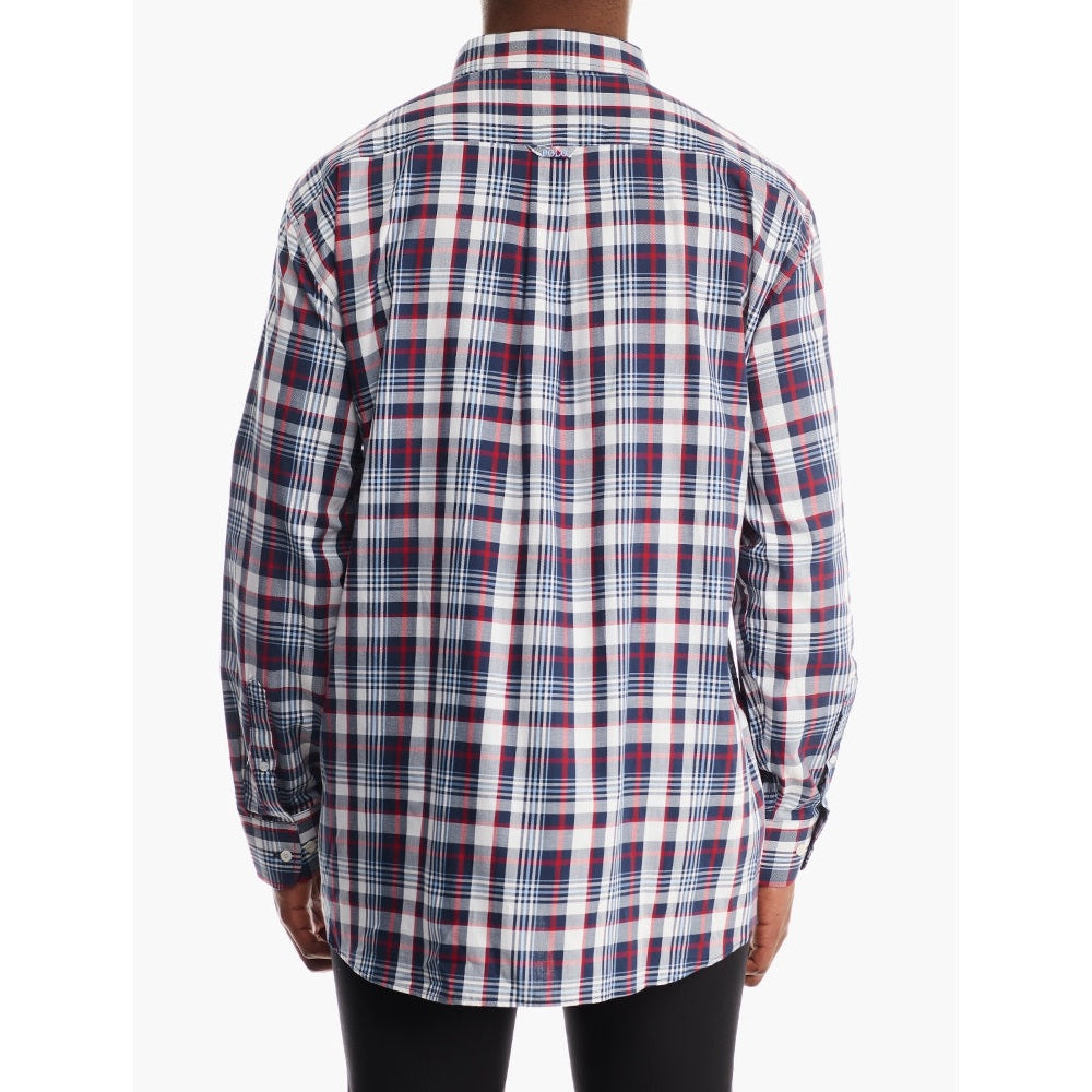 Polo Mens Long Sleeve Check Weekend Shirt In Navy & Red