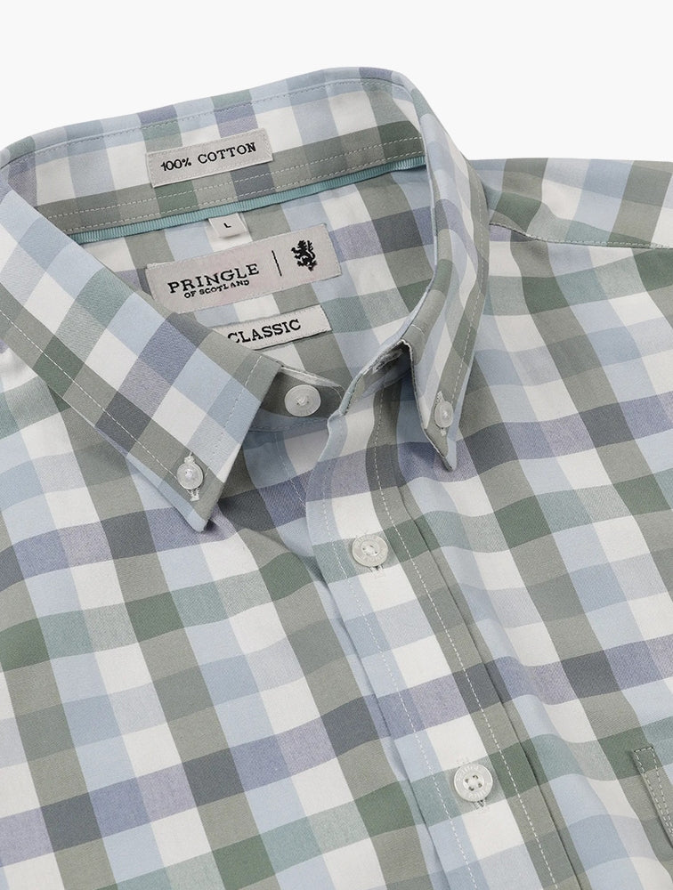 Pringle Mens Joe Check Long Sleeve Classic Shirt In Green