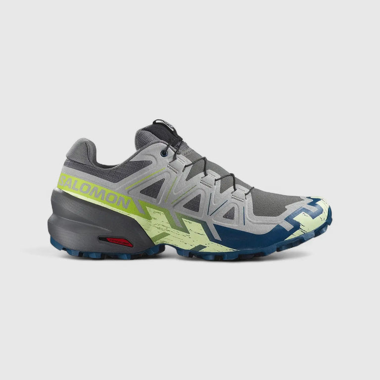 Salomon Mens Speedcross 6 Shoes In Castlerock/Lime Cream/Poseidon