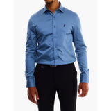 Polo Mens Essential Sateen Shirt In Denim Blue