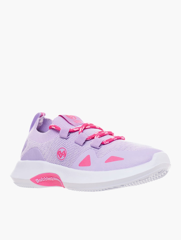 Bubblegummers Girls Pink Lace Up Sneakers In Light Purple/Fuchsia