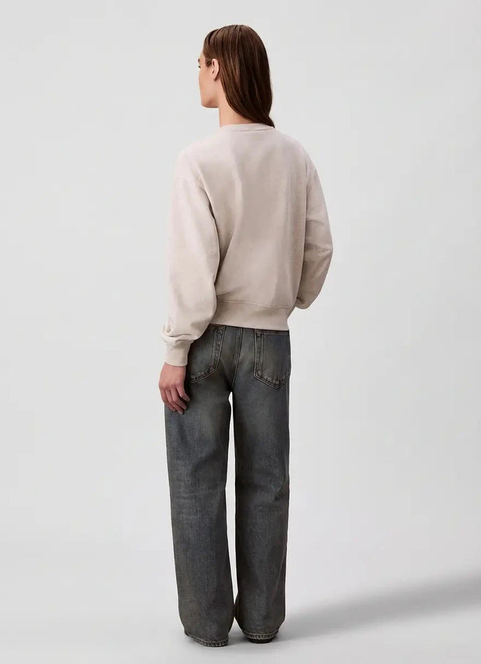 Calvin Klein Womens Monologo Frech Terry Sweartshirt In Beige