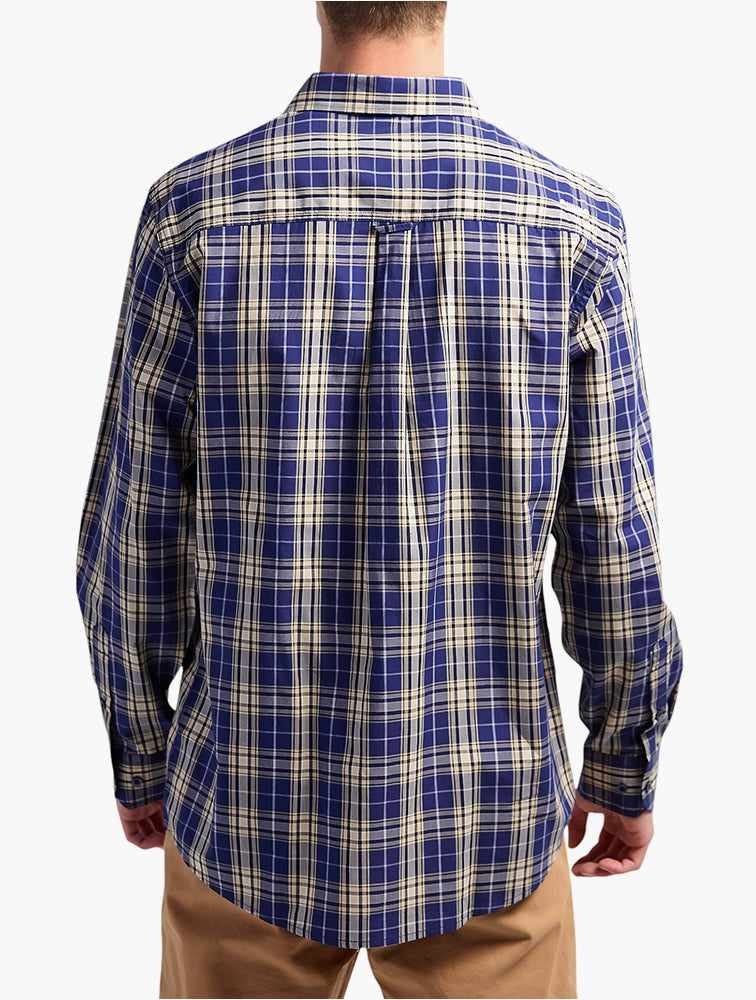 Jeep Mens Yarn Dye Check Shirt In Navy & Yellow