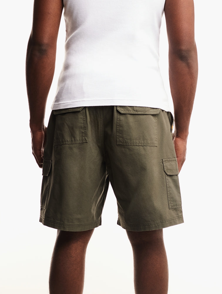 Jeep Mens Hurricane Elasticated Cargo Shorts In Olive