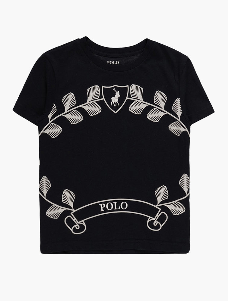 Polo Boys William Printed Wreath T-Shirt In Black