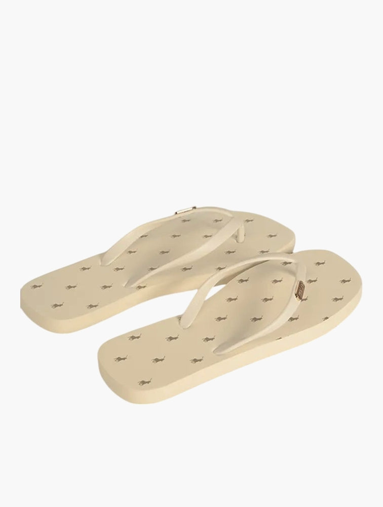 Polo Ladies Squoval Monogram Off White Flip Flops
