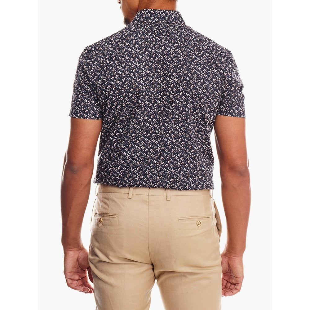 Polo Mens Floral Print Shirt In Navy