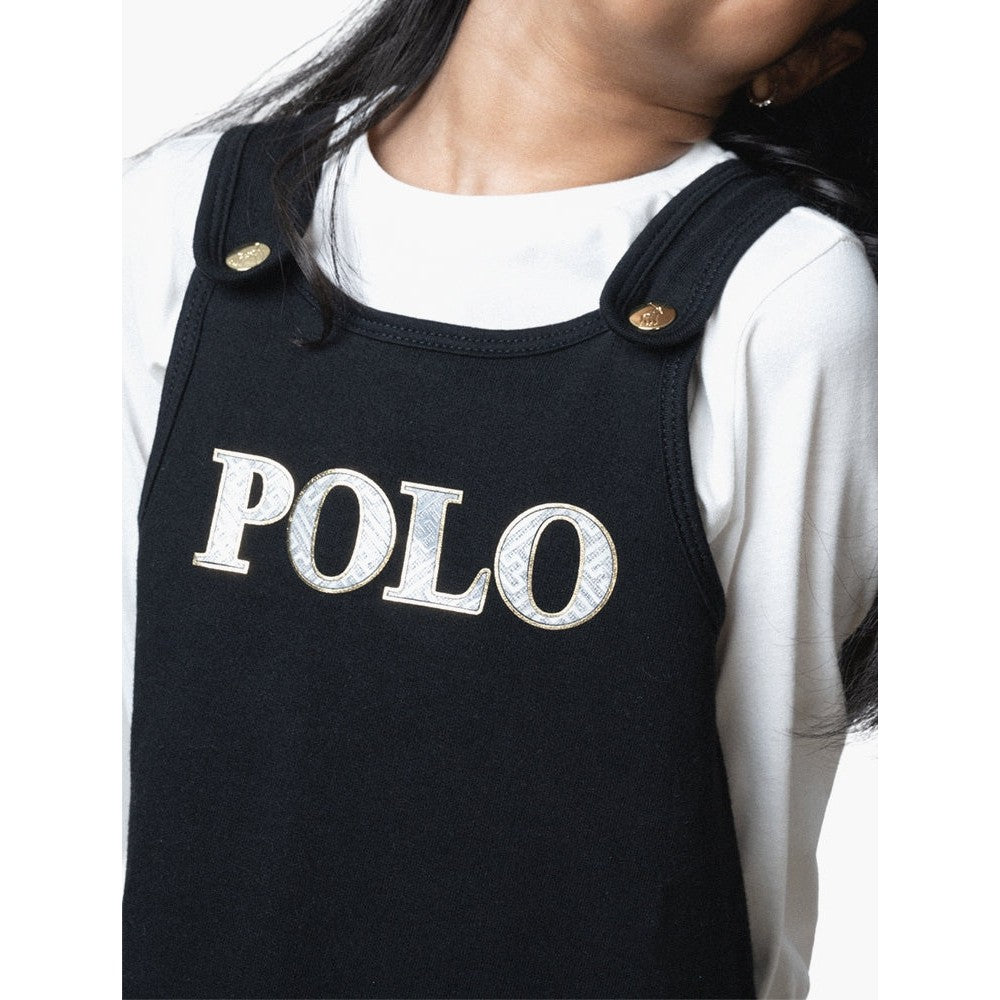 Polo Girls Terri Sleeveless Pinafore In Black