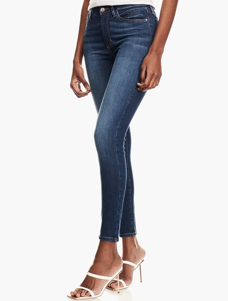Guess Womens High Rise Skinny Jeans In Dark Wash