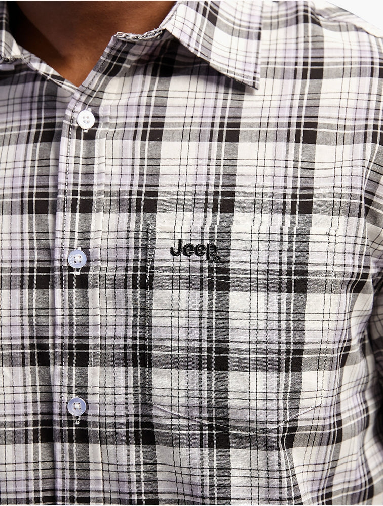Jeep Mens Yarn Dye Check Shirt In Black & White