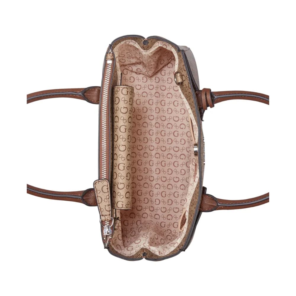 Guess Reena Satchel Bag In Walnut