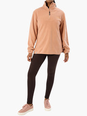 Jeep Ladies Polar Fleece 1/4 Zip Sweater In Orange