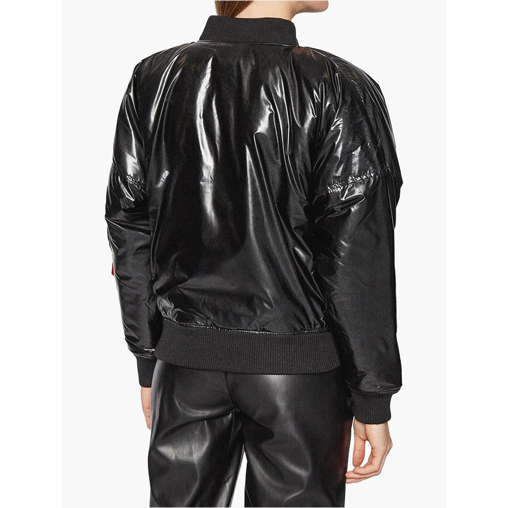 Alpha Industries Womens Puffer Jacket In Metallic Black