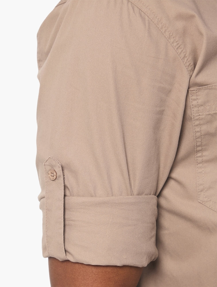 Jeep Mens Willys Workshirt Long Sleeves Khaki