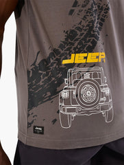 Jeep Mens Fashion Graphic Basic T-Shirt In Charcoal