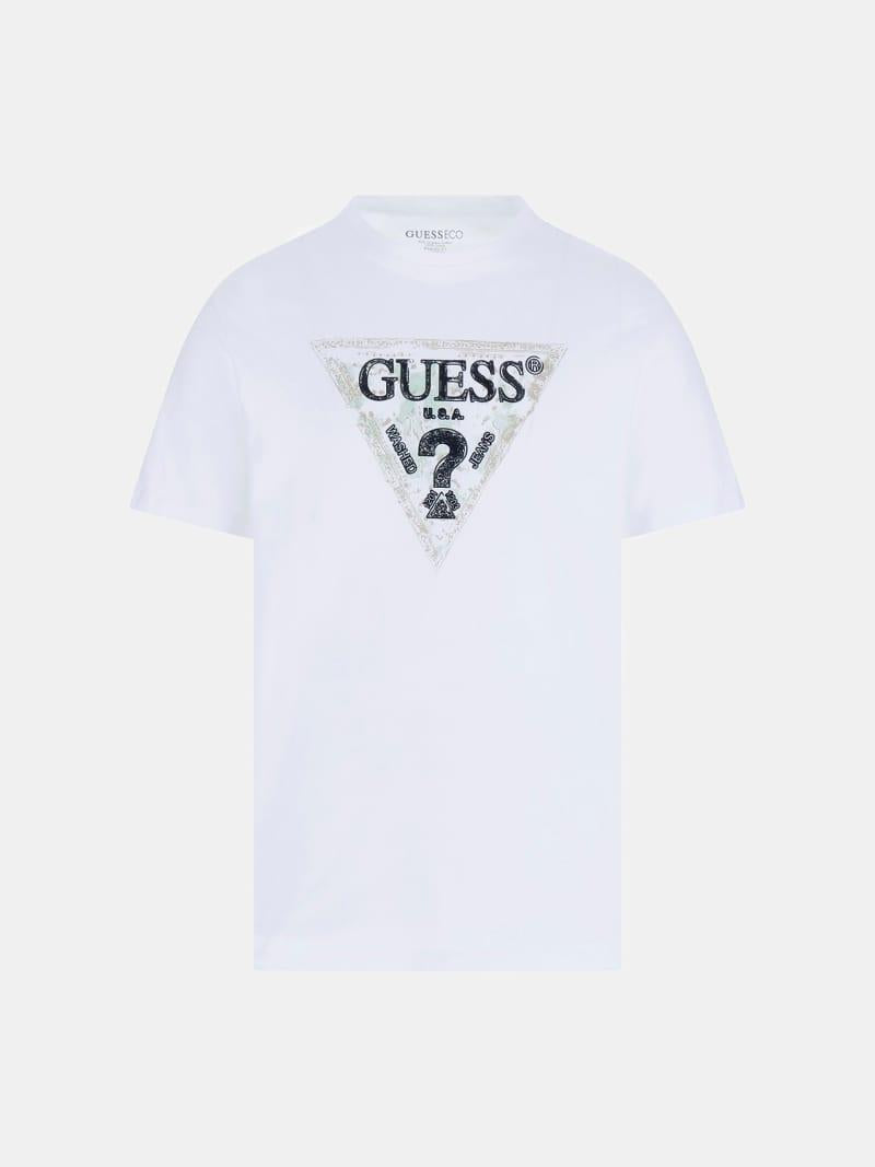 Guess Mens Triangle Logo T-Shirt In White
