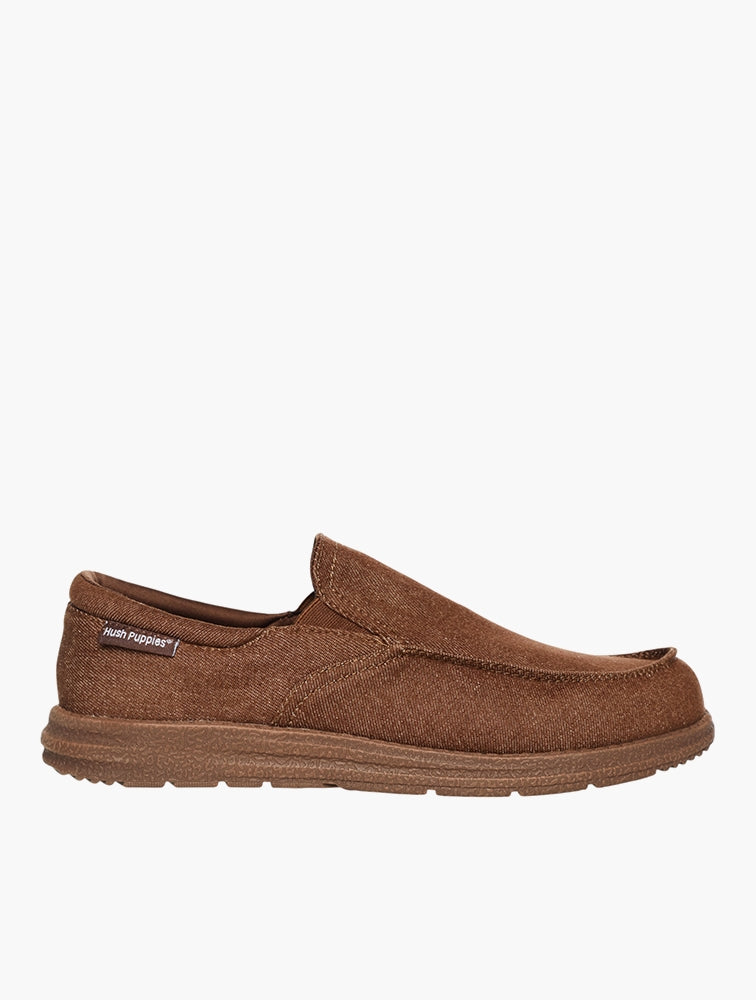 Hush Puppies Mens Sanu Brown Washed Material Shoe