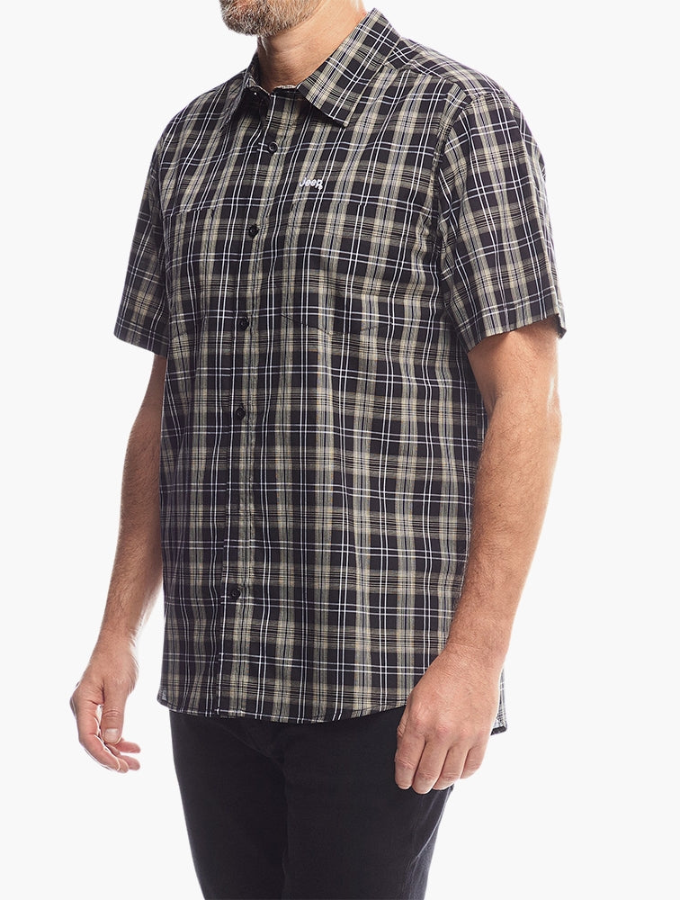 Jeep Mens Yarndye Check Shirt In Multi Black