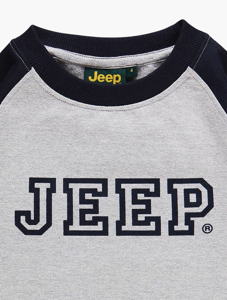 Jeep Boys Raglan Crew Sweater In Grey & Blue