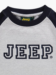 Jeep Boys Raglan Crew Sweater In Grey & Blue