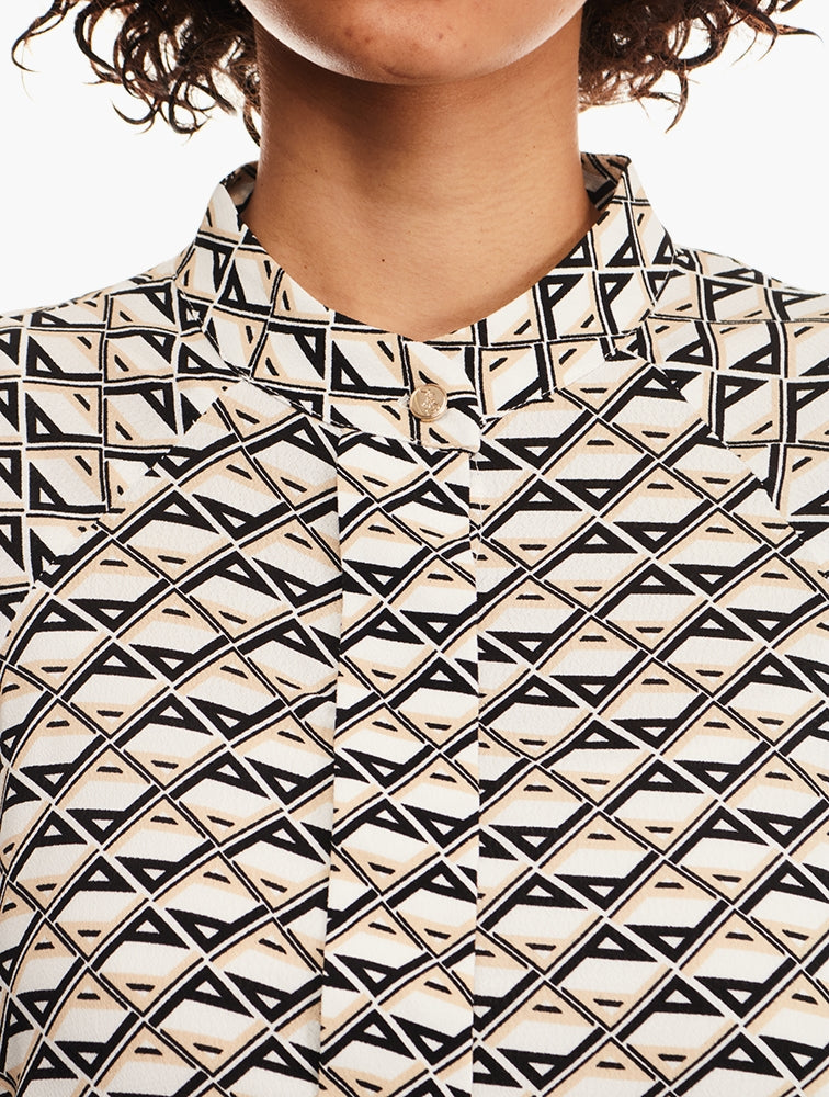 Polo Womens Grace Long Sleeve Printed Blouse In Black & White