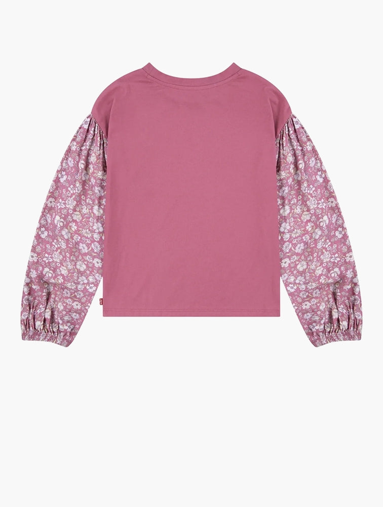 Levis Girls Puff Sleeve Woven Top In Rose Wine