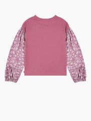 Levis Girls Puff Sleeve Woven Top In Rose Wine