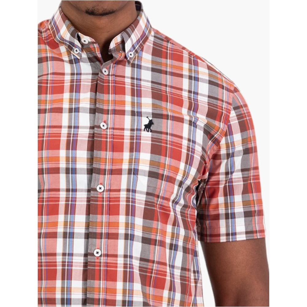 Polo Mens Multi Check Shirt In Orange