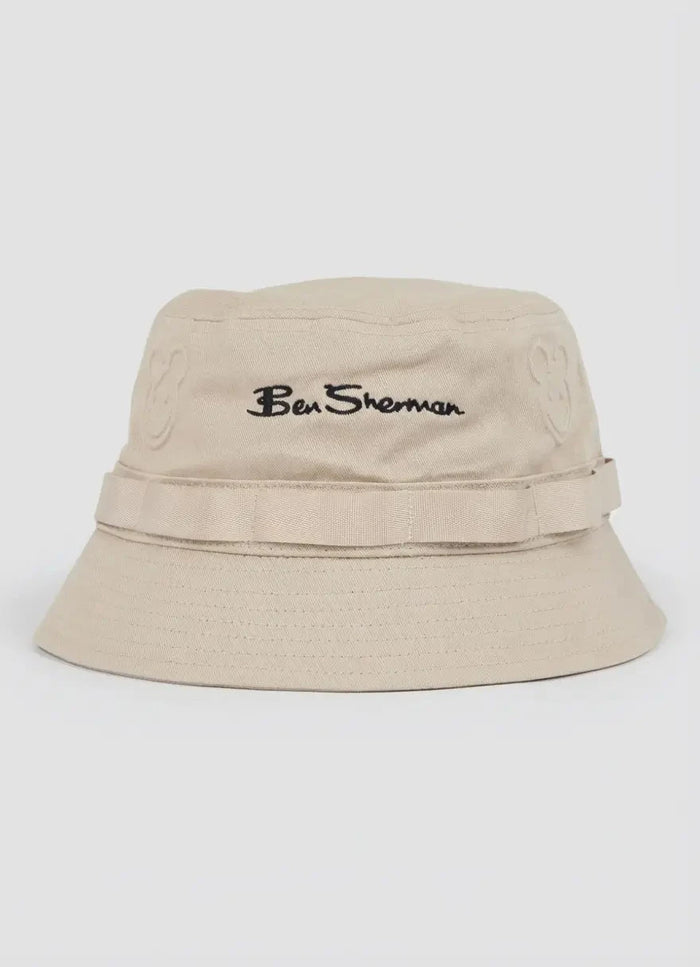 Ben Sherman Mens Bear Embossed Bucket Hat In Cornstalk
