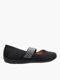Hush Puppies Ladies Soft Dominga Slid On Flat Shoes In Black