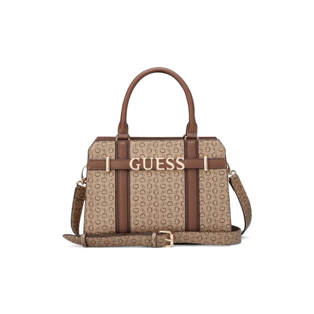 Guess Womens Lisbeth Satchel Handbag In Walnut